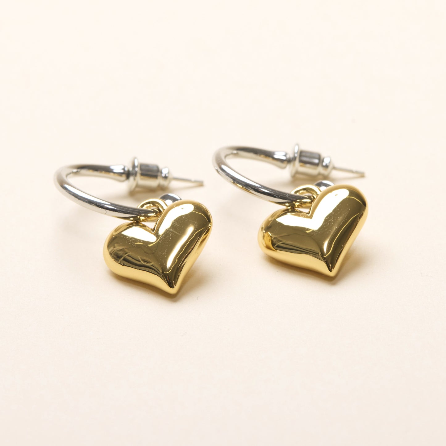 Two Tone Heart Earrings