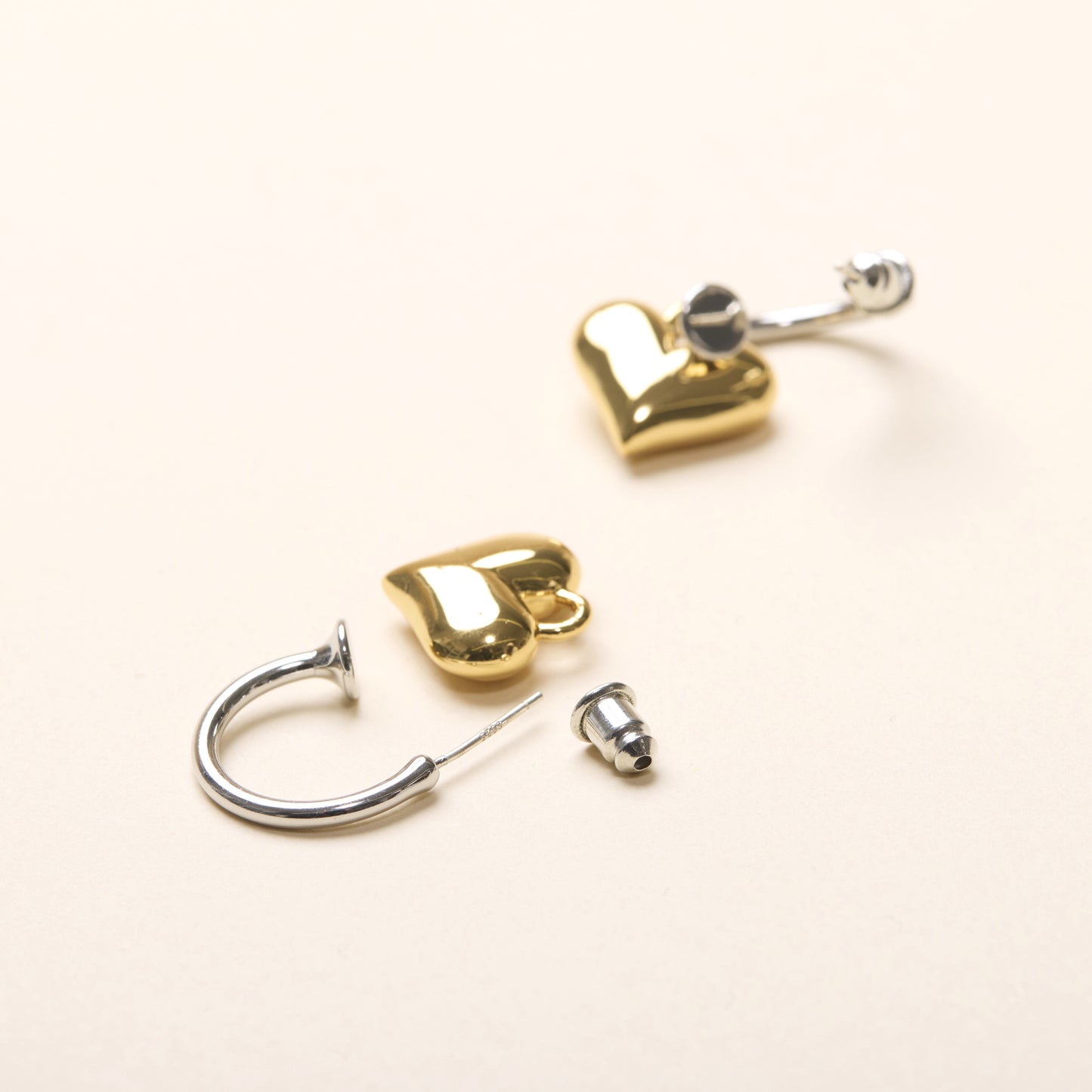 Two Tone Heart Earrings