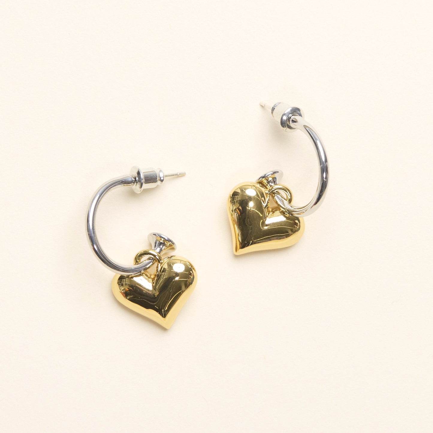 Two Tone Heart Earrings