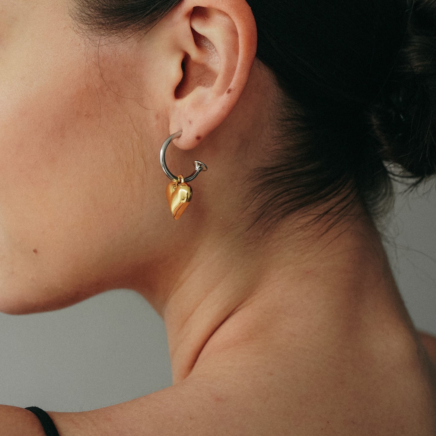 Two Tone Heart Earrings