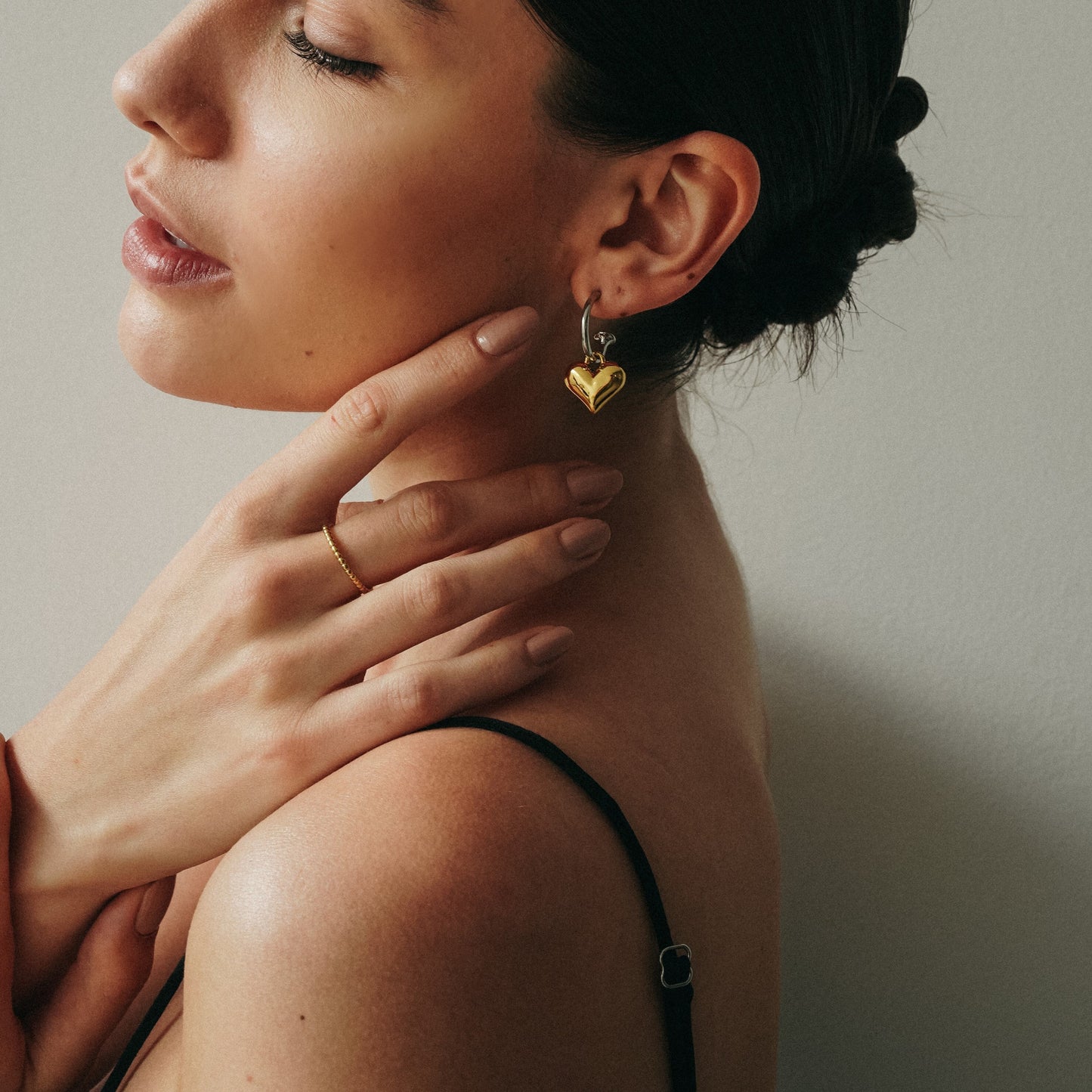 Two Tone Heart Earrings