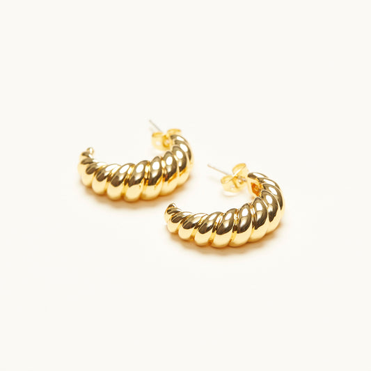 Gold Croissant Hoop Earrings