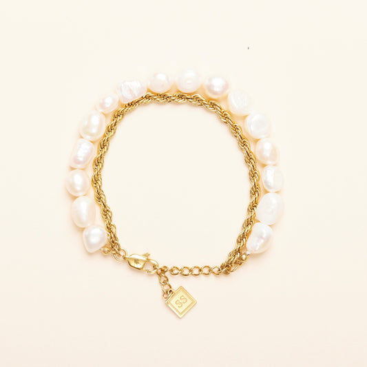 Bold Pearl Rope Double Bracelet