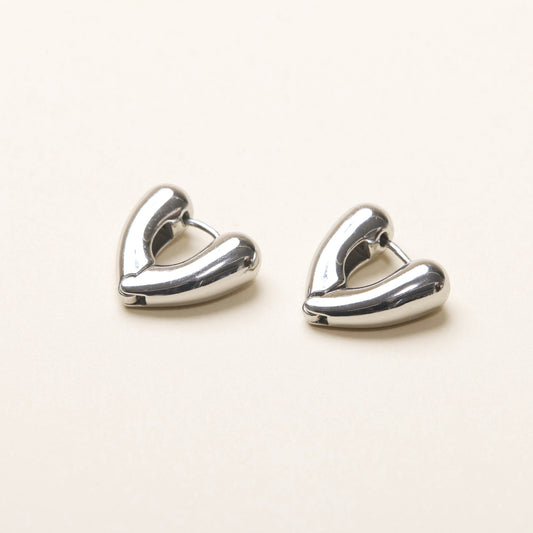 Heart Sagittal Hoop Earrings [Sterling Silver]